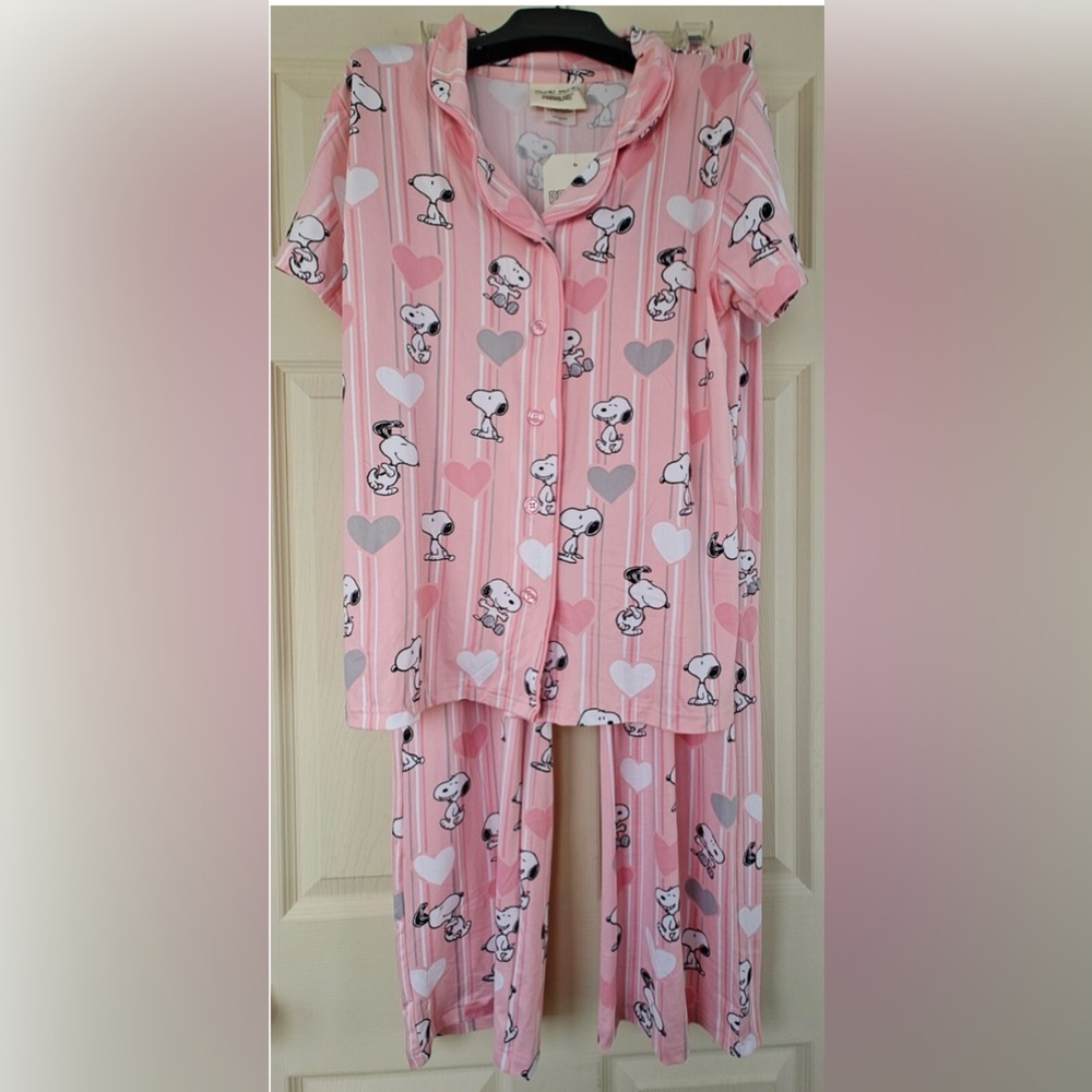 NWOT Soft Pink Snoopy Ladies  Pajamas. Size M